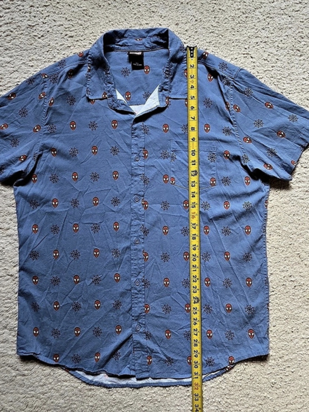 Marvel Spider-Man Print Button-Up Shirt 2XL